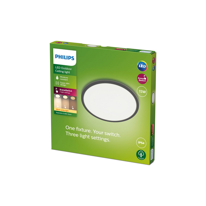 Philips Led Deckenleuchte Panel Ip54 25cm 2700 K Schwarz Dimmbar Warmweiß Lampe B-Ware - 8719514417977