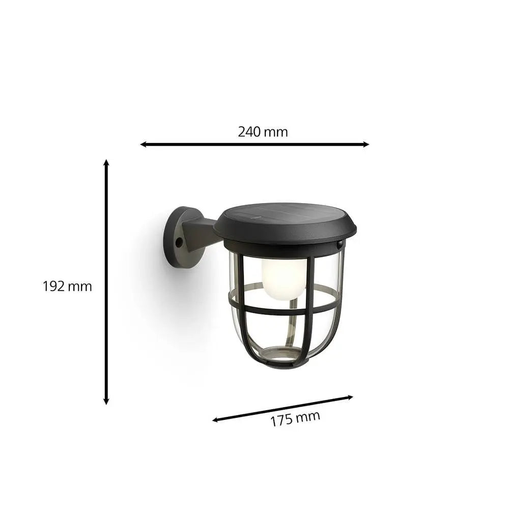 B-Ware Philips Solar Außenwandleuchte Wandleuchte Led Radii Bewegungsmelder Schwarz  - 8720169267176
