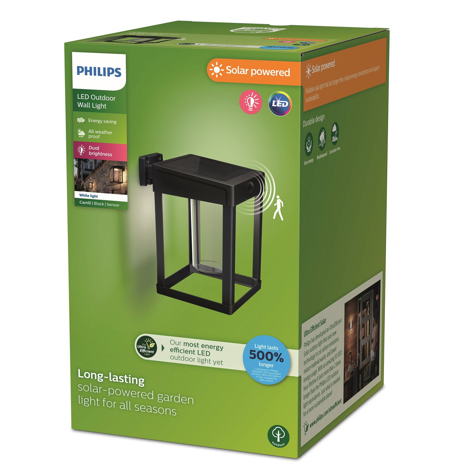 B-Ware Philips Wandleuchte Wandlampe Led Solar Camill Schwarz Klar Bewegungsmelder Sens