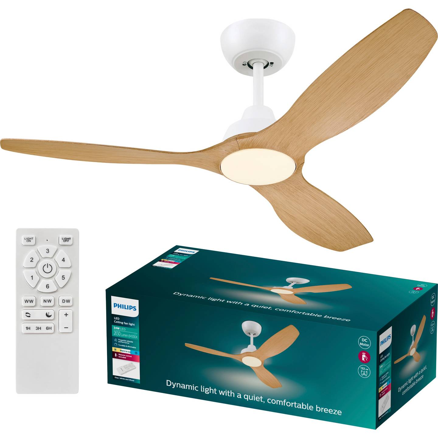 B-Ware Philips Led Olas Deckenventilator 30 W 1320mmx310mm Weiß Fernbedienung - 8720169369993