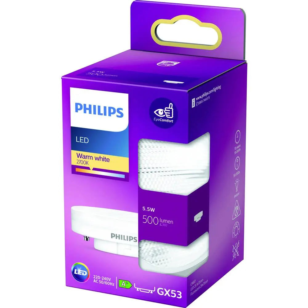 B-Ware Philips Led Lampe Gx53 Warmweiß Reflektor 500 Lm Weiß 2700 K 5,5 W 100 Stück - 8718699773717