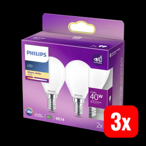 B-Ware Philips Led Lampe Glühbirne E14 Tropfenform Warmweiß 4,3 W Weiß 2er Pack 3 Sets