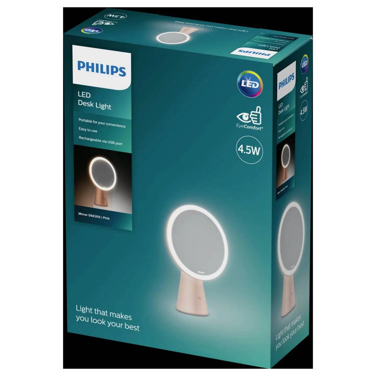 B-Ware Philips Spiegelleuchte Schminkleuchte Led Lichtmodi Metall Usb Rosé Dsk205 4,5 W - 8719514420458