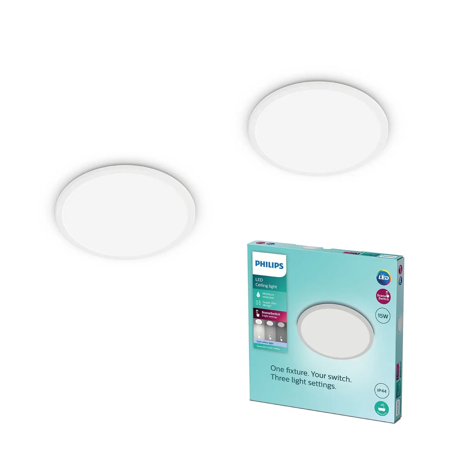 B-Ware Philips Led Deckenlampe Deckenleuchte Leuchte Ip44 2er Set Rund 25cm 4000 K - 8721103042927