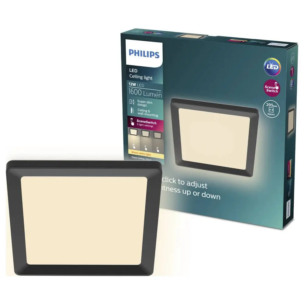 B-Ware Philips Led Panel Panelleuchte Scene Switch Schwarz Warmweiß Quadratisch 12 W 30cm - 8720169347915