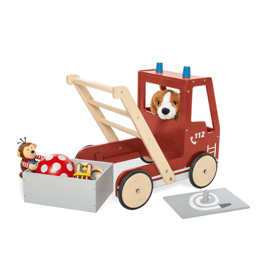 Pinolino Lauflernwagen Feuerwehrauto Fred Babywagen Schiebewagen Holz Kinder B-Ware - 4035769053987