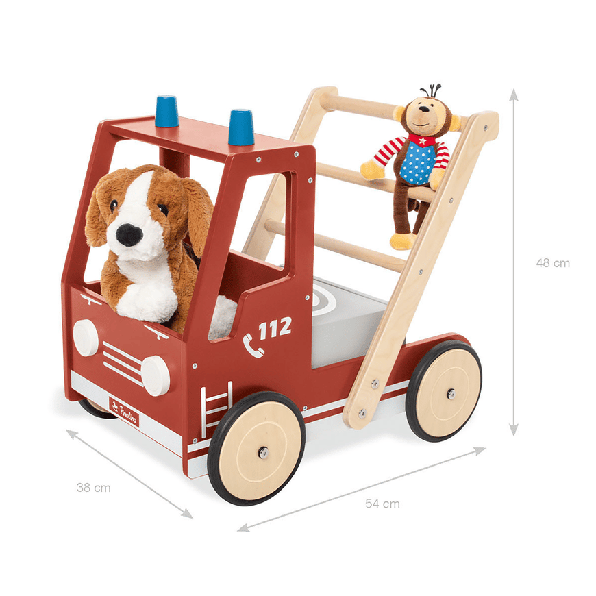B-Ware Pinolino Lauflernwagen Feuerwehrauto Fred Babywagen Schiebewagen Holz Kinder