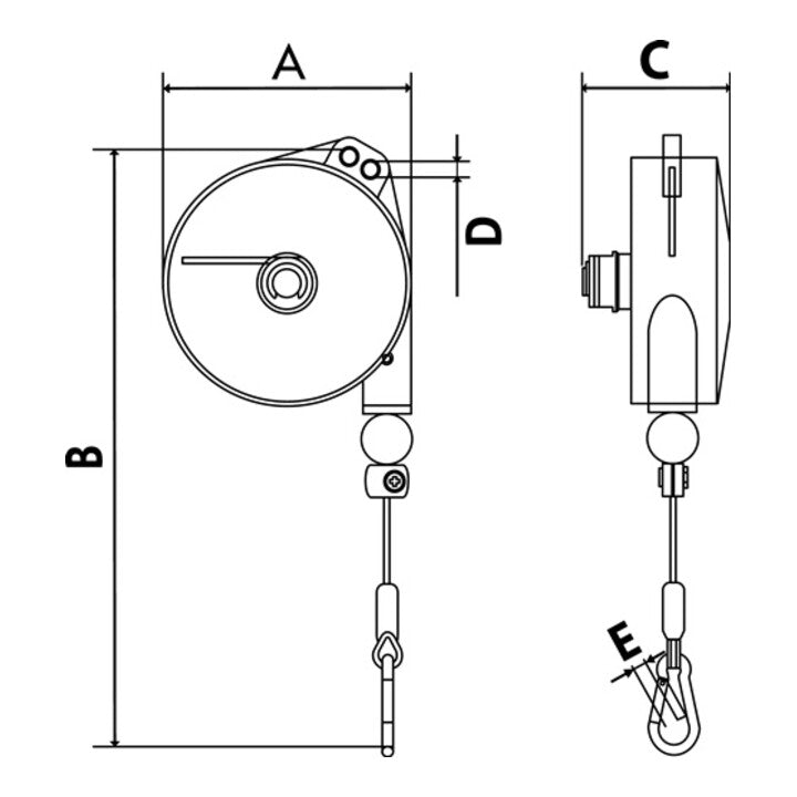 Planeta Federzug Aufhängevorrichtung Hubgerät Alu-Druckgussgehäuse 2-4kg 2m 2mm - 4250450414193