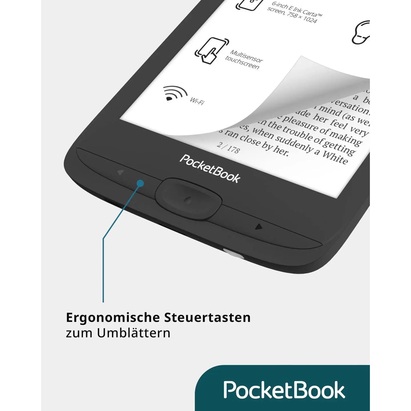 B-Ware Pocket Book E Book Reader E Book Lesegerät Schwarz Basic Lux 4 Touchscreen 6 Zoll - 4029164135300