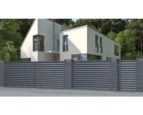 B-Ware Polbram Tor Pforte Einzeltor Anschlusstor Klaudia Mit Pfosten Anthrazit 90x120cm - 5905235208342