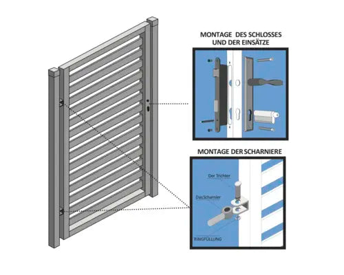 B-Ware Polbram Tor Pforte Einzeltor Anschlusstor Klaudia Mit Pfosten Anthrazit 90x120cm - 5905235208342