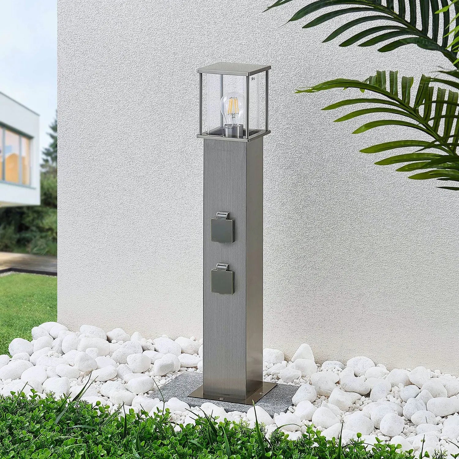 B-Ware Lindby Pollerleuchte Caspa Pollerlampe Wegeleuchte Gartenlampe Mit 2 Steckdosen