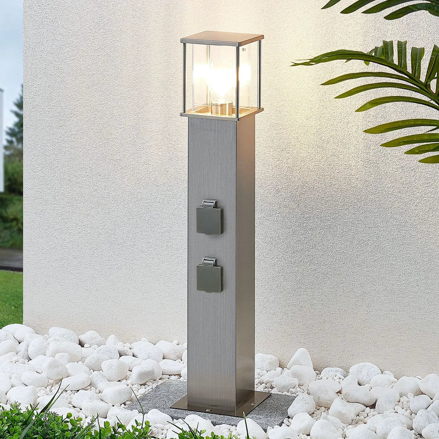 B-Ware Lindby Pollerleuchte Caspa Pollerlampe Wegeleuchte Gartenlampe Mit 2 Steckdosen