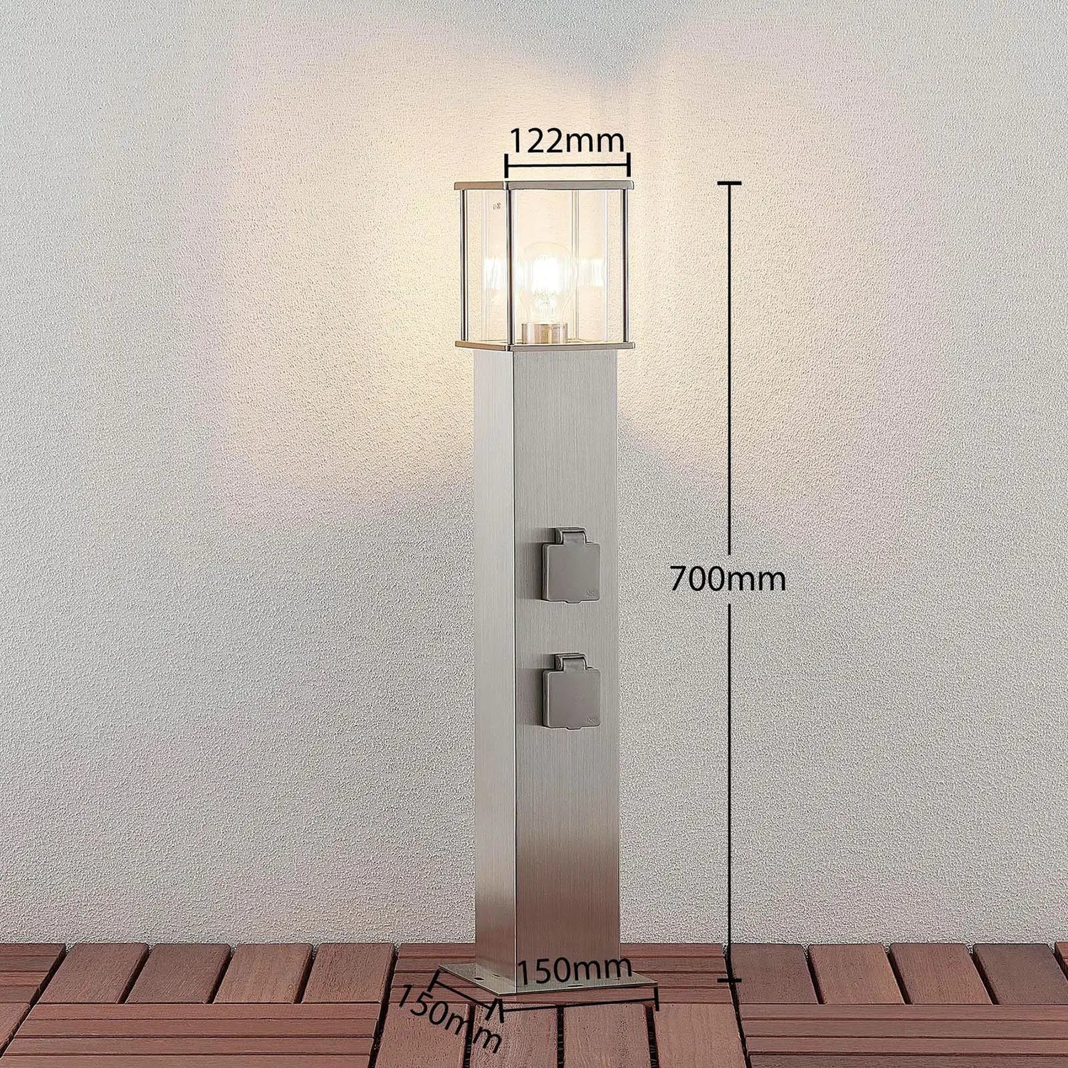B-Ware Lindby Pollerleuchte Caspa Pollerlampe Wegeleuchte Gartenlampe Mit 2 Steckdosen