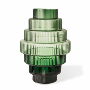 B-Ware Pols Potten Steps Vase Tischvase Blumenvase Dekovase Glasvase Glas Deko L Grün