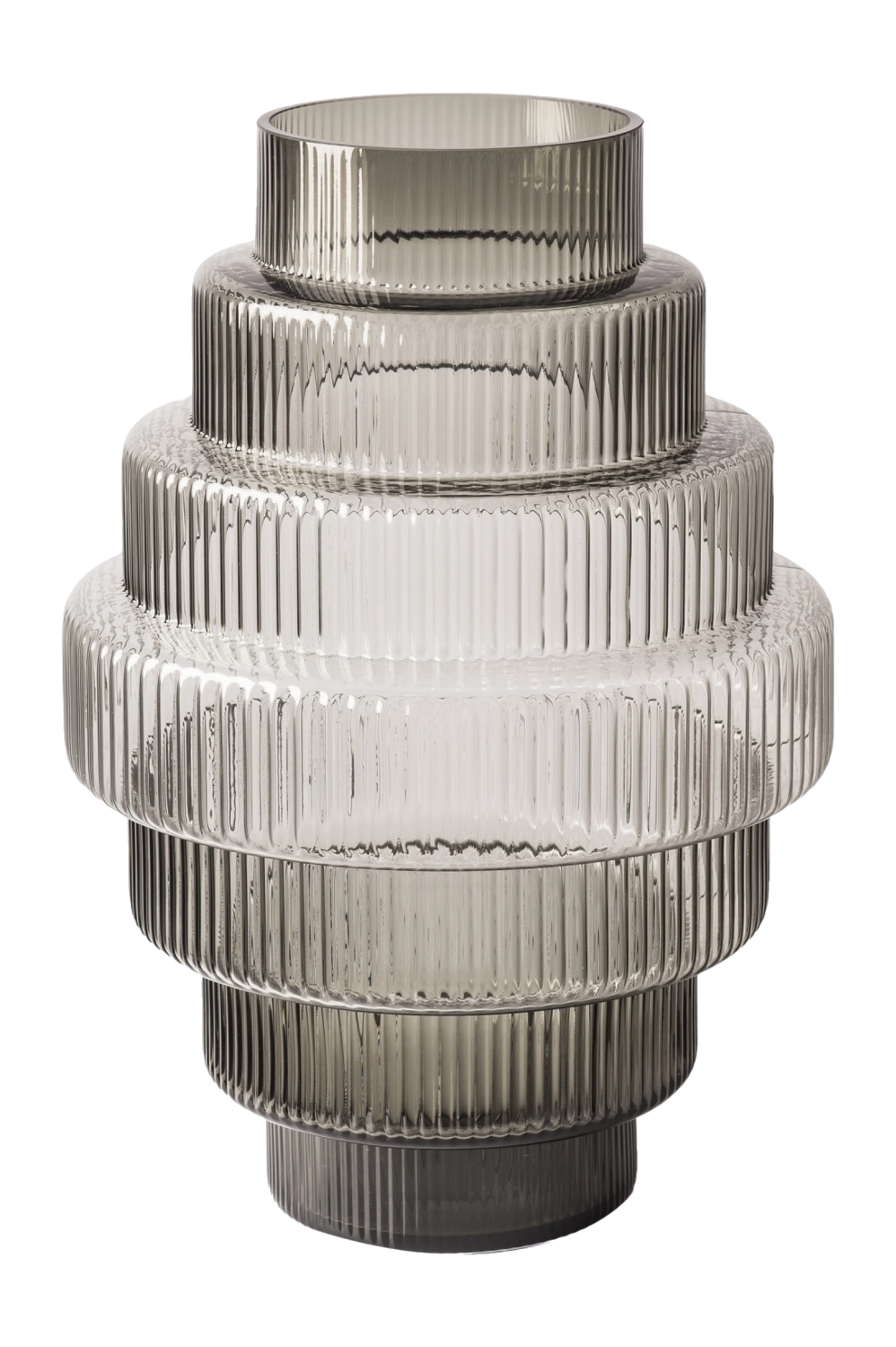 B-Ware Pols Potten Steps Vase L Gefäß Dekoration Glas Blumenvase ø35cm H50cm Grau  - 8718142062498