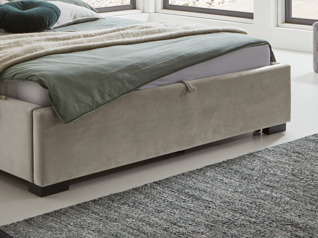 Polsterbett Chesterfield Kopfteil Bettkasten 140x200 Cm Altweiß / Samt Matt B-Ware - 1