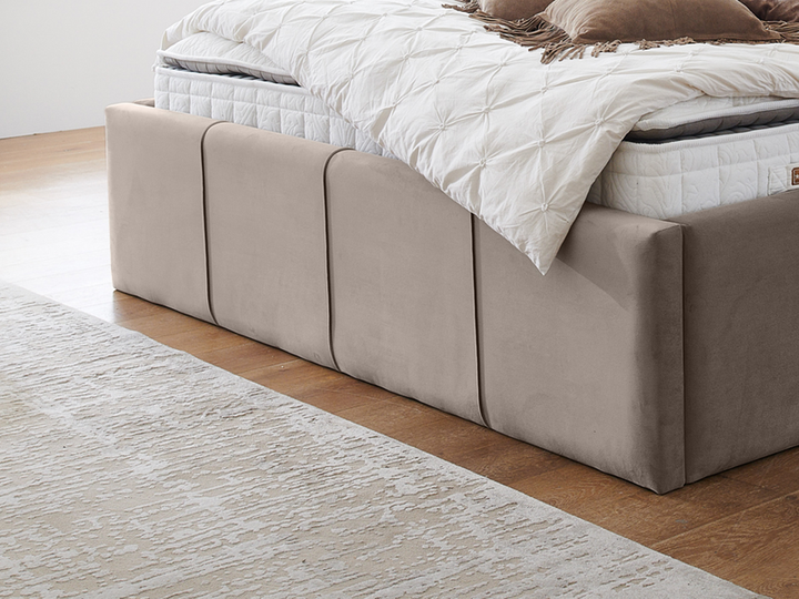 Polsterbett Großer Stauraum 140x200 Cm Taupe Bett Samt Matt Ohne Matratze B-Ware - 1