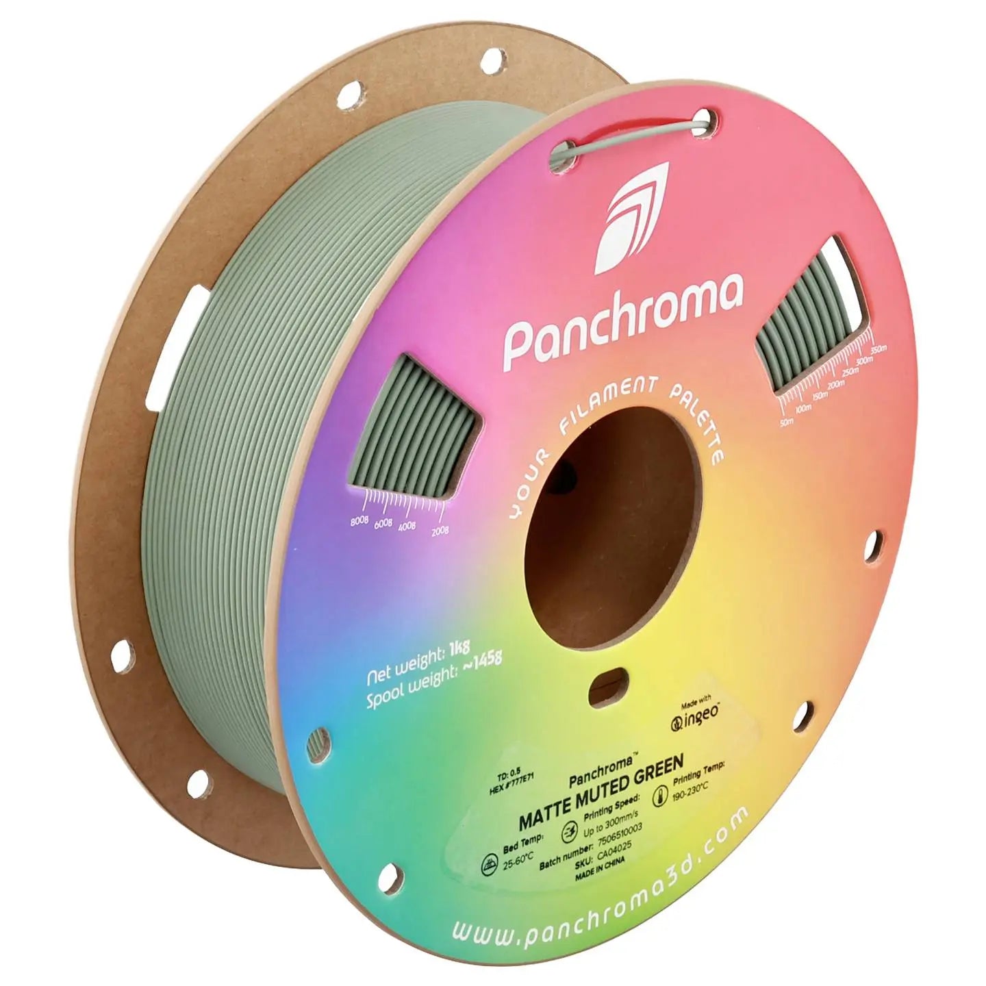 B-Ware Polymaker Filament Ca04025 Druckmaterial Pla Panchroma Muted Green Grün 1.75mm  - 6938936715023