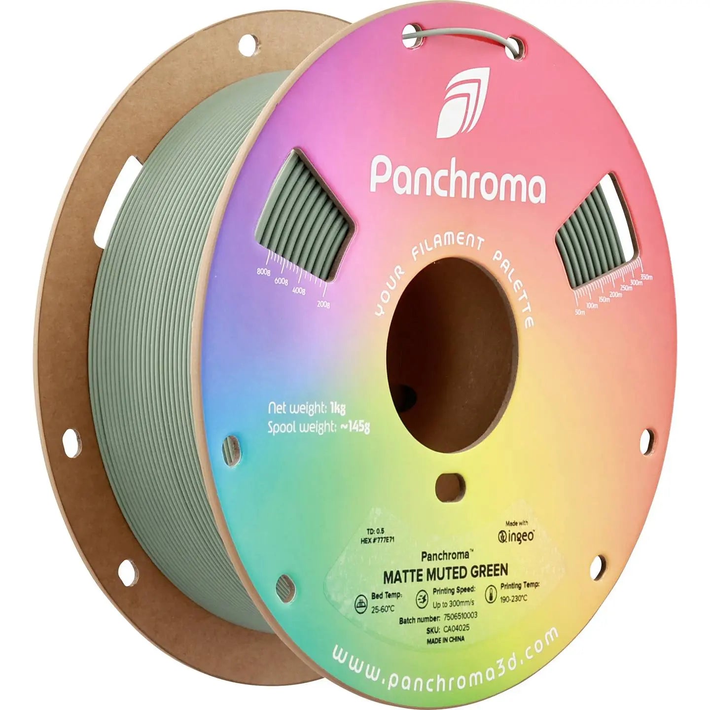 B-Ware Polymaker Filament Ca04025 Druckmaterial Pla Panchroma Muted Green Grün 1.75mm  - 6938936715023