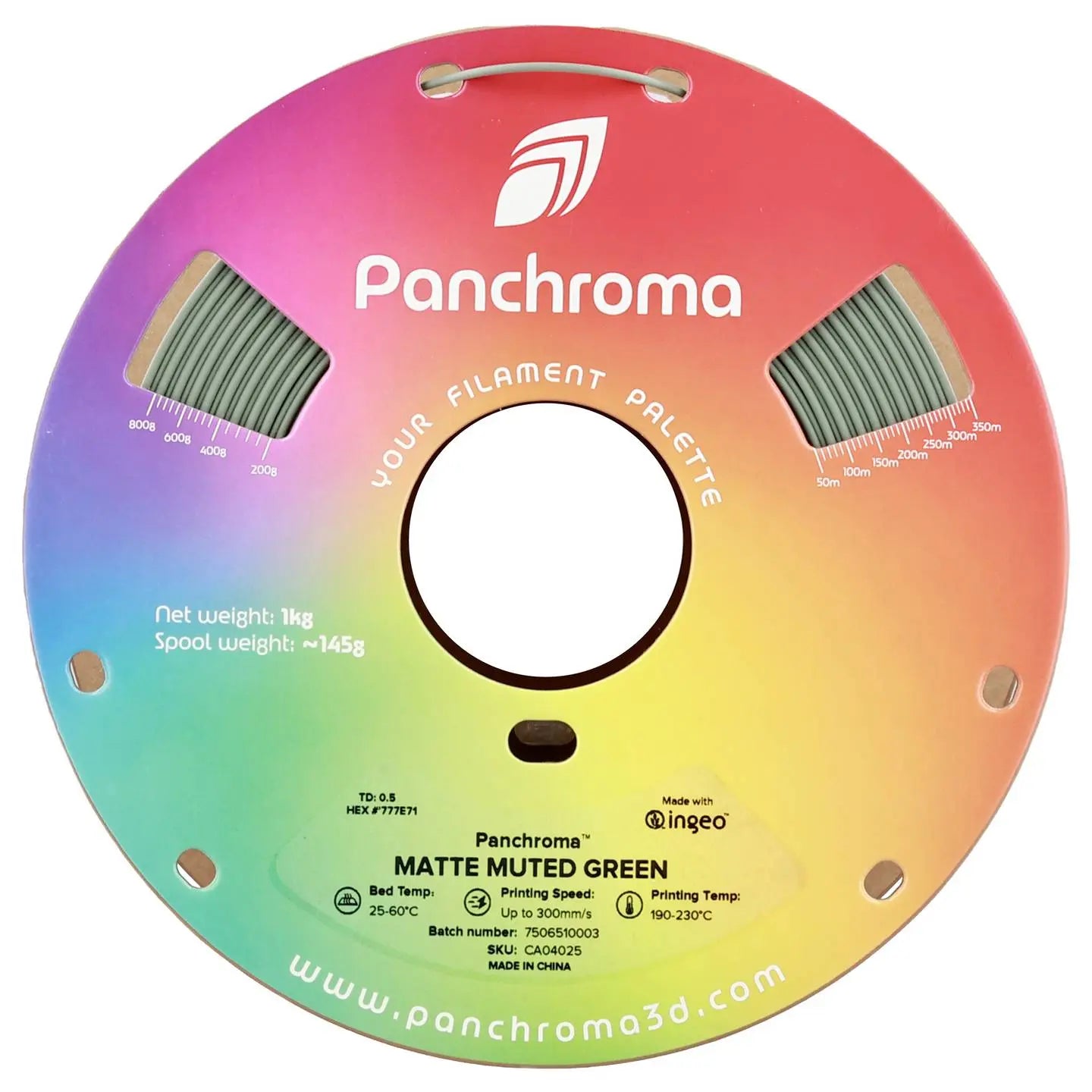 B-Ware Polymaker Filament Ca04025 Druckmaterial Pla Panchroma Muted Green Grün 1.75mm  - 6938936715023
