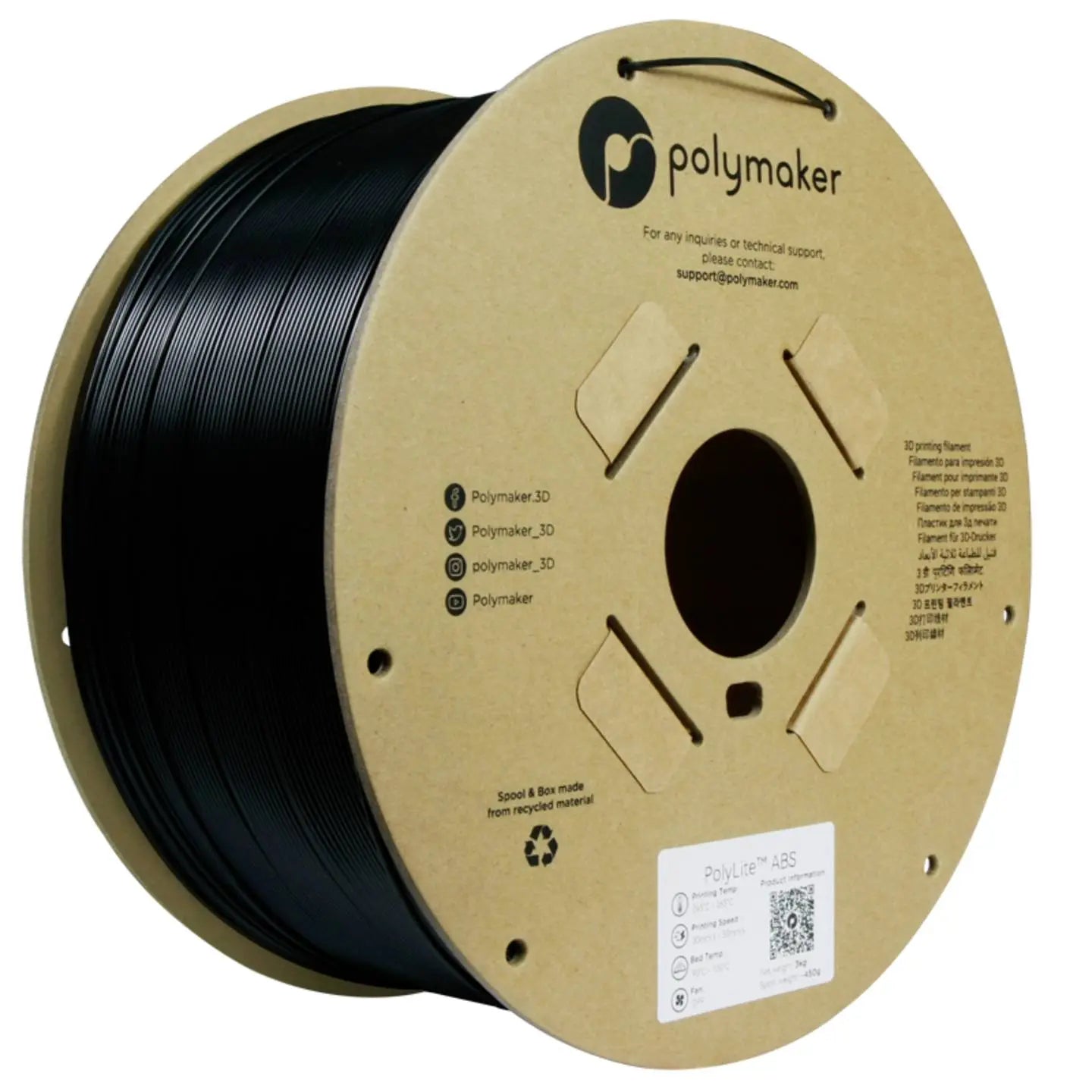 B-Ware Polymaker Filament Druckmaterial Poly Lite Abs Druckkunststoff Schwarz 1,75mm 3kg - 6938936707257