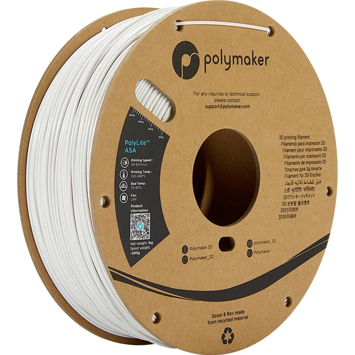 B-Ware Polymaker Filament Druckmaterial Synonym Poly Lite Asa Weiß 3 D Drucker Zubehör