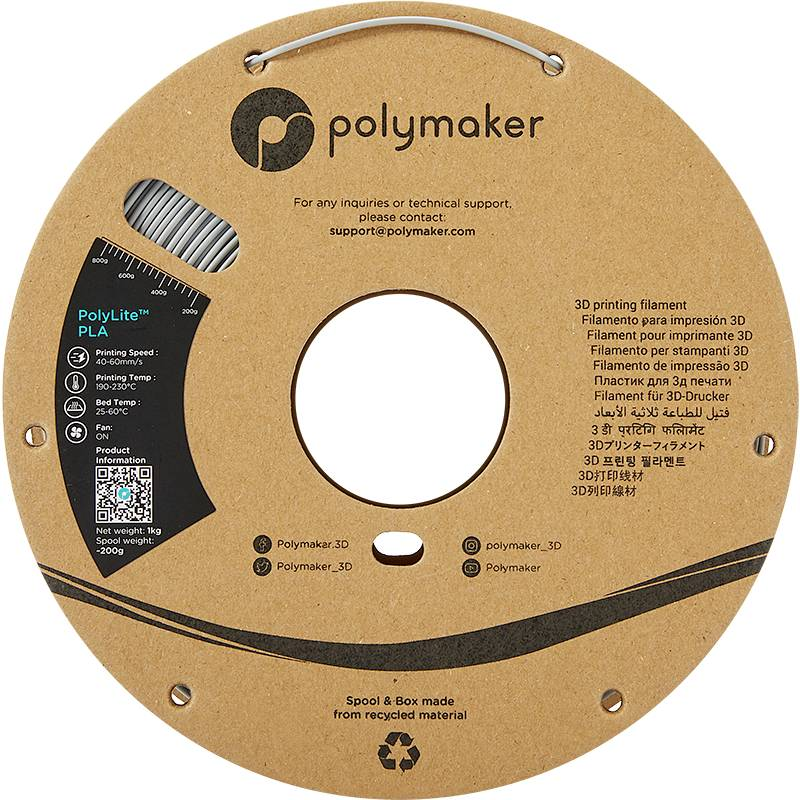 Polymaker Pa02003 Poly Lite Filament Pla 1.75 Mm 1000 G 3 D Druckermaterial Grau B-Ware