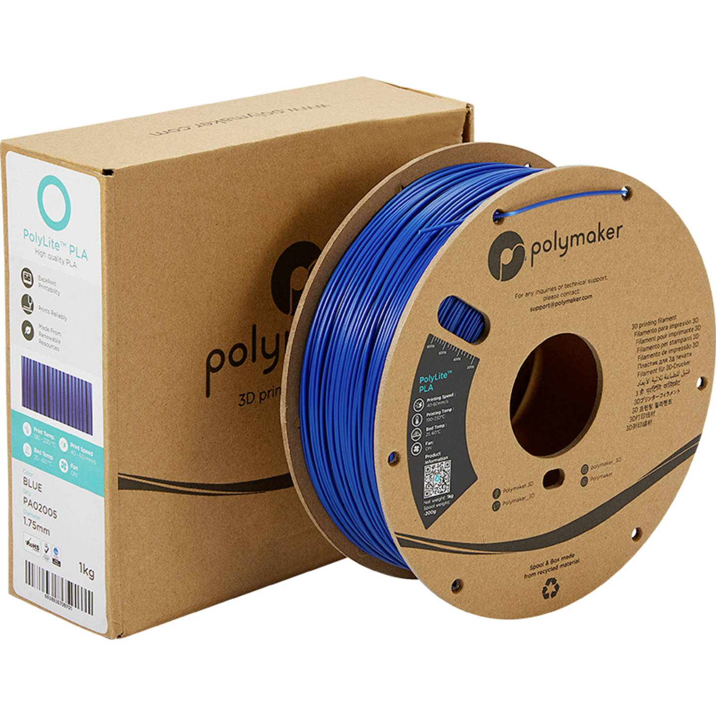 B-Ware Polymaker Pa02020 Filament Druckmaterial Pla 2.85mm Blau 1000g Druckmaterial - 6938936711063
