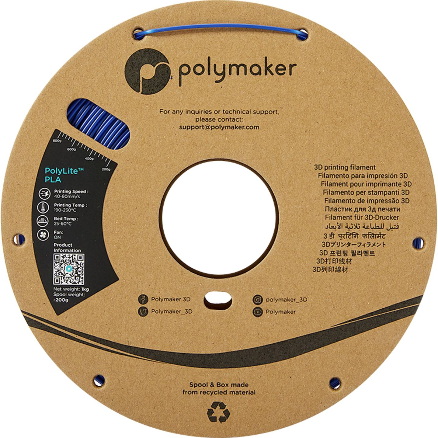B-Ware Polymaker Pa02020 Filament Druckmaterial Pla 2.85mm Blau 1000g Druckmaterial - 6938936711063