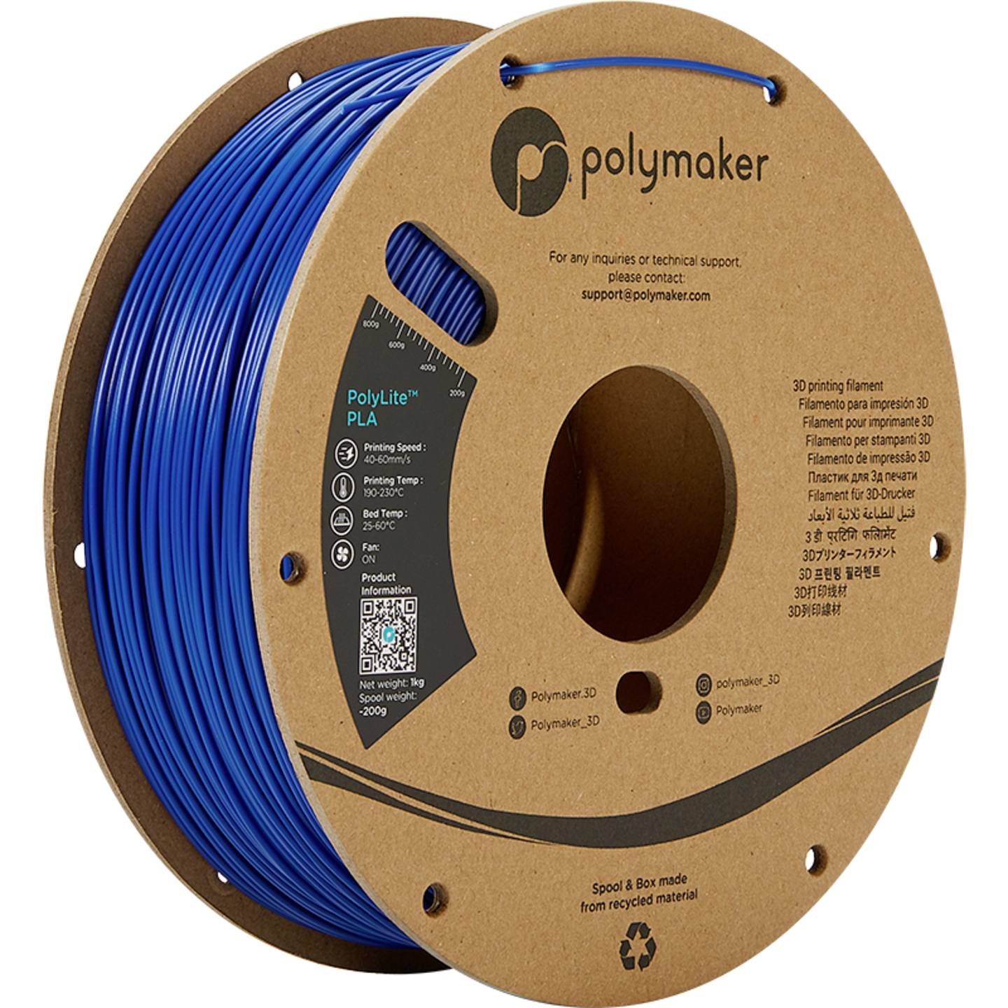B-Ware Polymaker Pa02020 Filament Druckmaterial Pla 2.85mm Blau 1000g Druckmaterial - 6938936711063