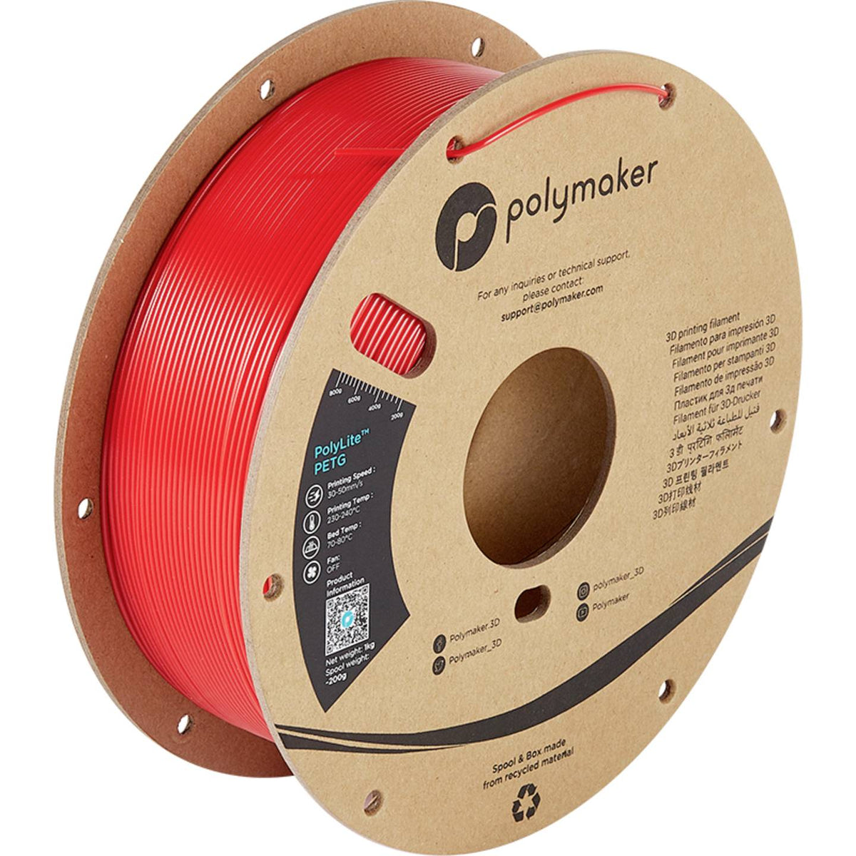 Polymaker Filament Druckmaterial PolyLite PETG Kunststoff Rot 3D Drucker 2 STÜCK - 6938936710066