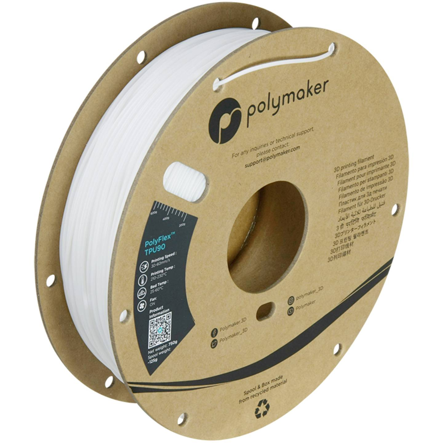 B-Ware Polymaker Pd02002 Filament Tpu Druckmaterial 1.75 Mm Flexibel Weiß 750 G 1 St - 6938936710691