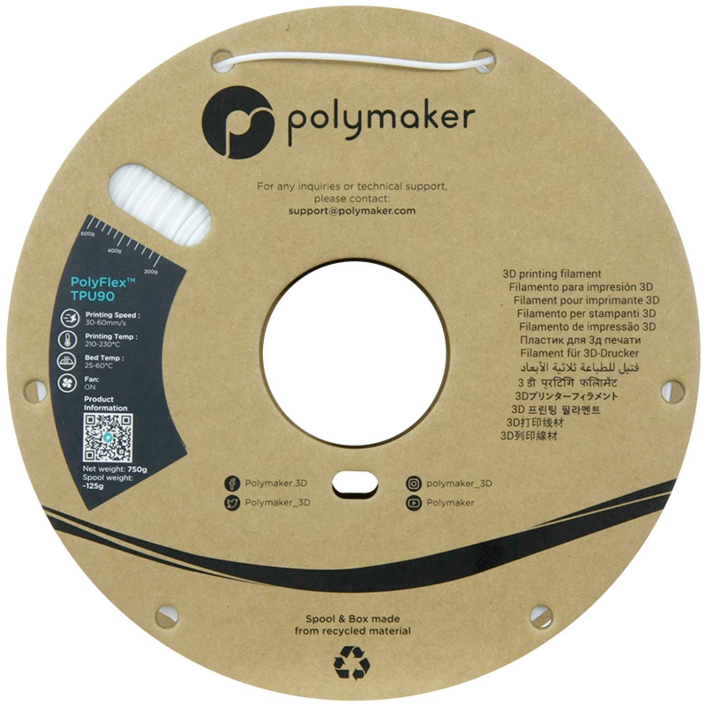 B-Ware Polymaker Pd02002 Filament Tpu Druckmaterial 1.75 Mm Flexibel Weiß 750 G 1 St - 6938936710691