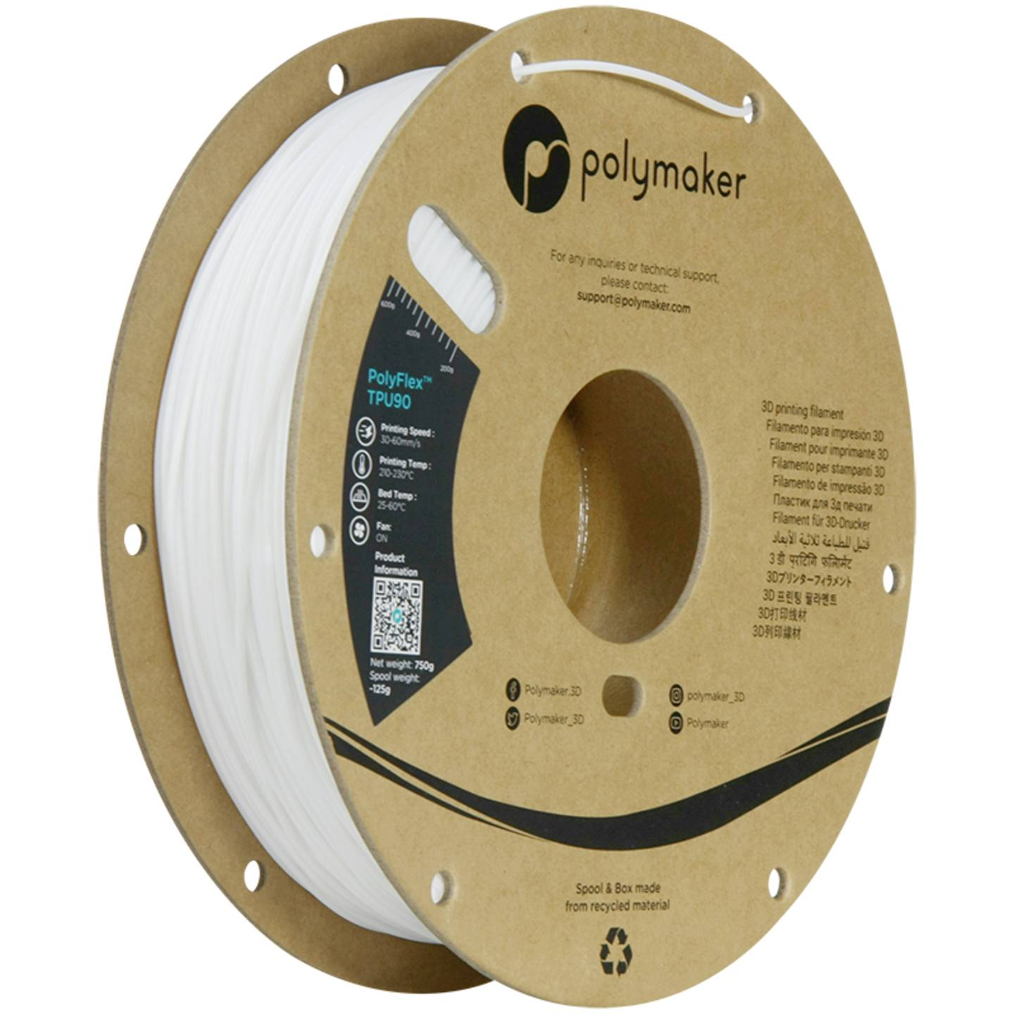 B-Ware Polymaker Pd02002 Filament Tpu Druckmaterial 1.75 Mm Flexibel Weiß 750 G 1 St - 6938936710691