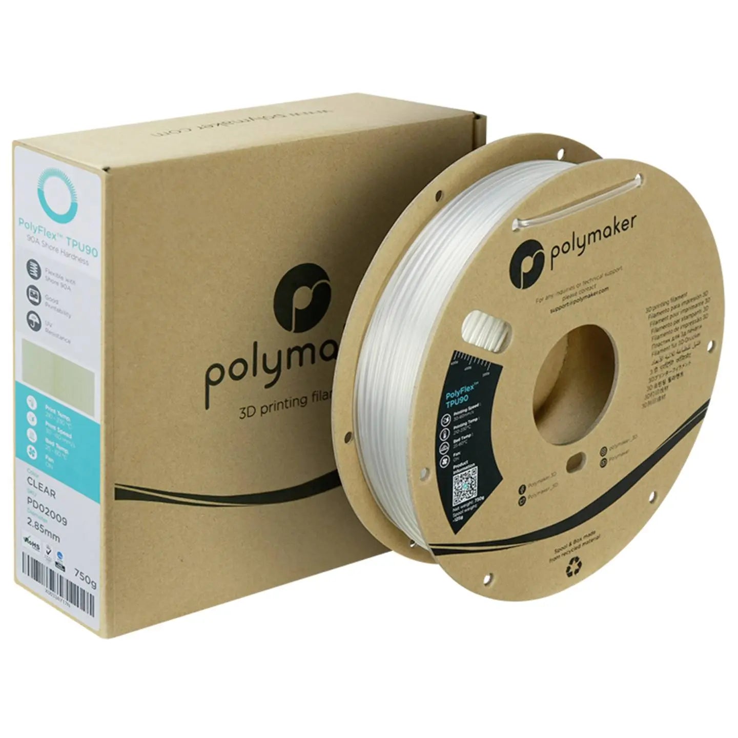 B-Ware Polymaker Pd02009 Filament Tpu Material 2.85 Mm 750 G Klar Poly Flex 1 St - 6938936711889