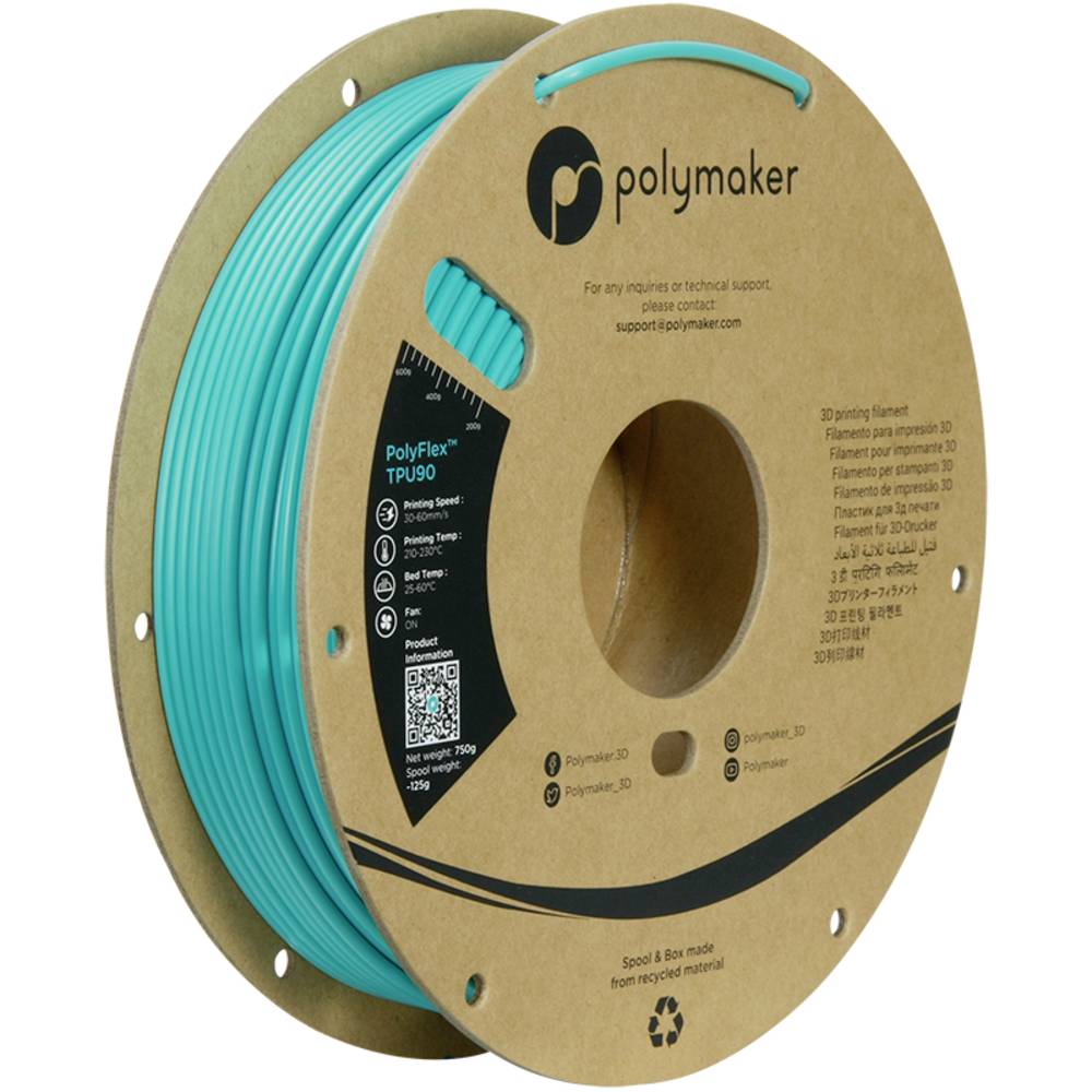 Polymaker Filament Druckmaterial TPU flexibel PolyFlex Blau-Grün 2.85 mm 750 g - 6938936711896