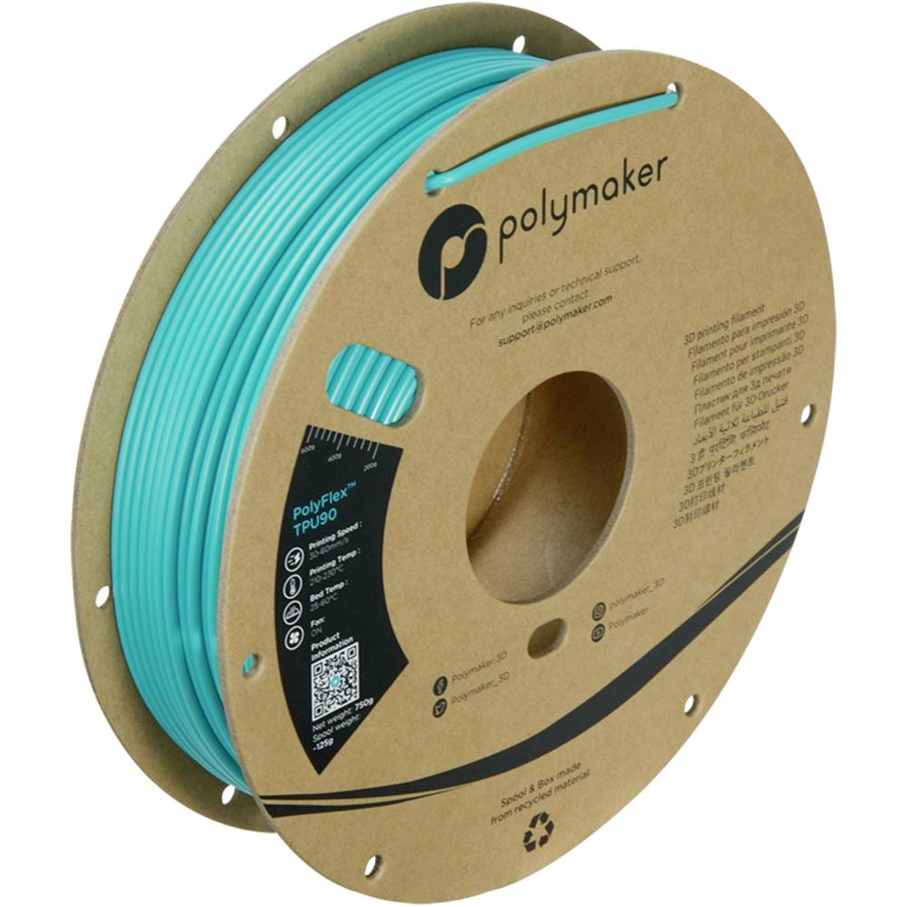 Polymaker Filament Druckmaterial TPU flexibel PolyFlex Blau-Grün 2.85 mm 750 g - 6938936711896