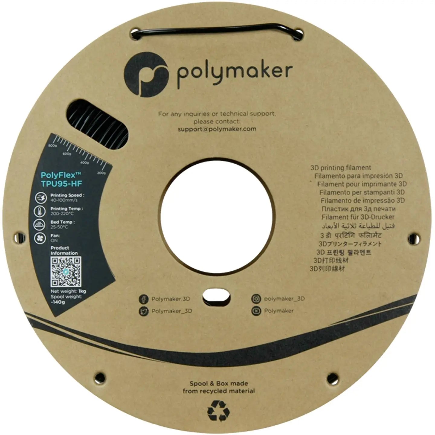 B-Ware Polymaker Filament Schwarz Druckmaterial Tpu Flexibles Filament Poly Flex - 6938936711902
