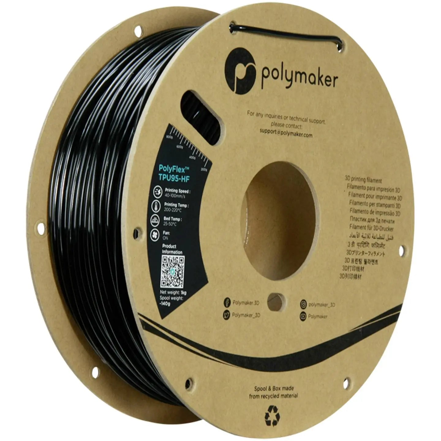 B-Ware Polymaker Filament Schwarz Druckmaterial Tpu Flexibles Filament Poly Flex - 6938936711902