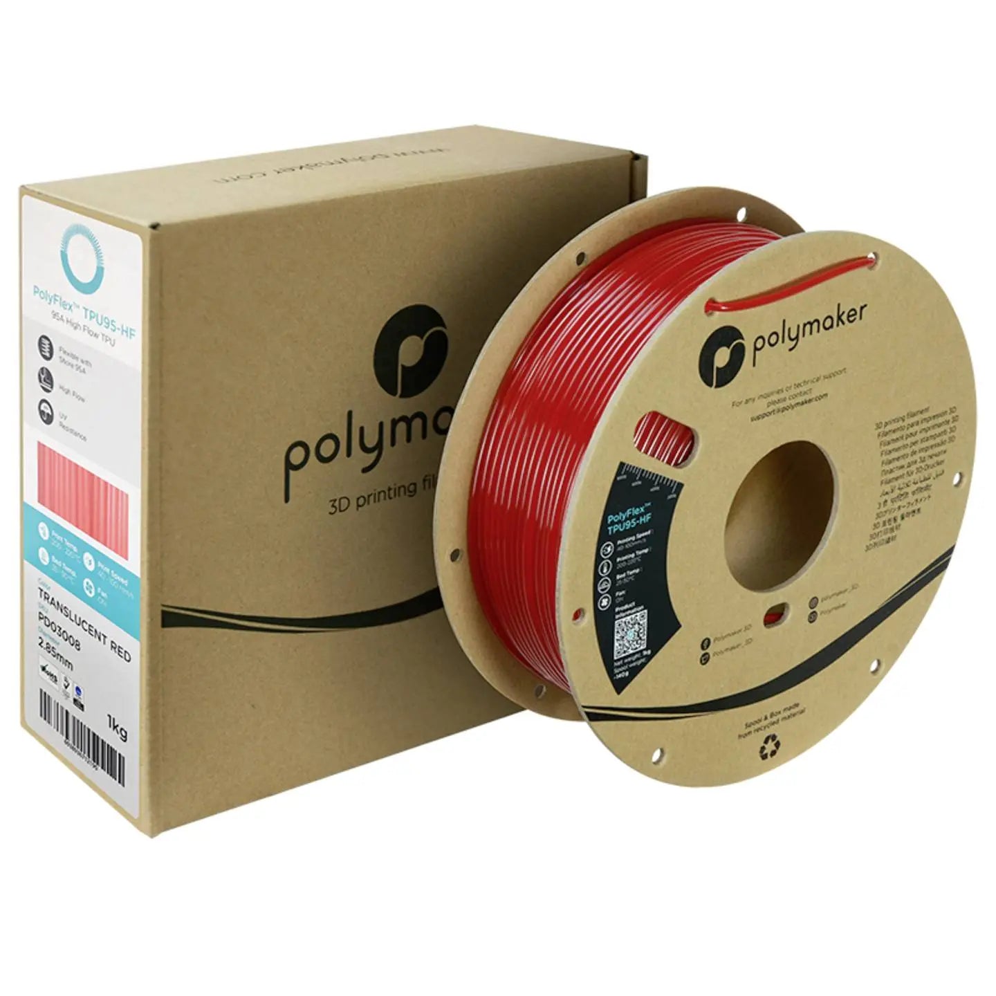 B-Ware Polymaker Filament Druckmaterial Tpu Poly Flex Flexibel Rot 3 D Druck 2.85 Mm 1 Kg - 6938936712190