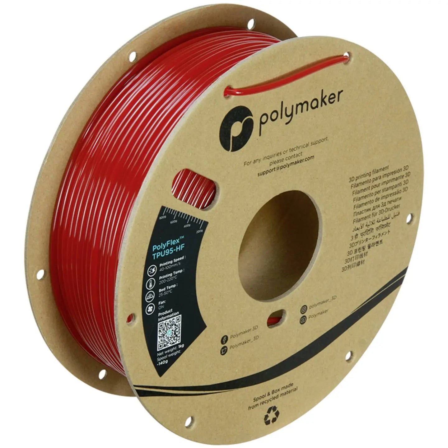 B-Ware Polymaker Filament Druckmaterial Tpu Poly Flex Flexibel Rot 3 D Druck 2.85 Mm 1 Kg - 6938936712190