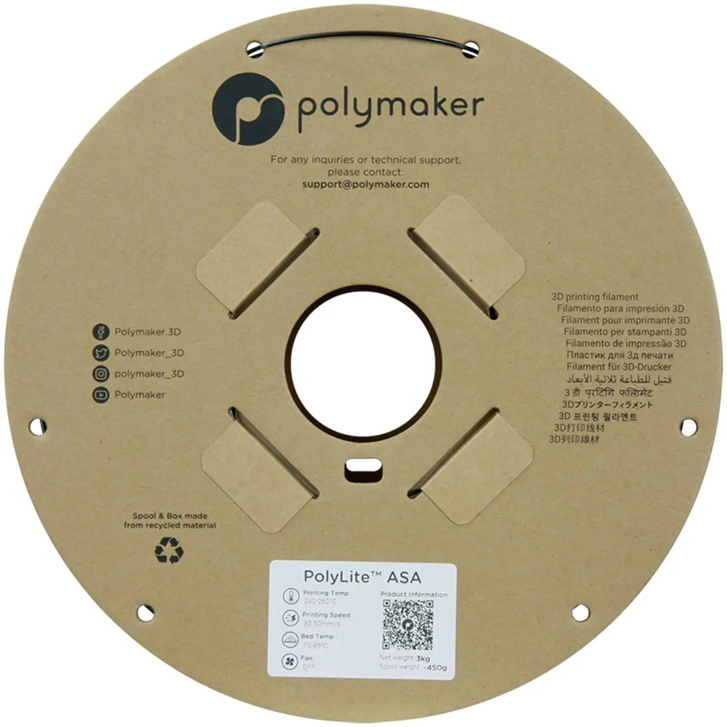 B-Ware Polymaker Poly Lite Asa Filament Druckmaterial 3 D Druck Schwarz 175mm 3kg - 6938936712619