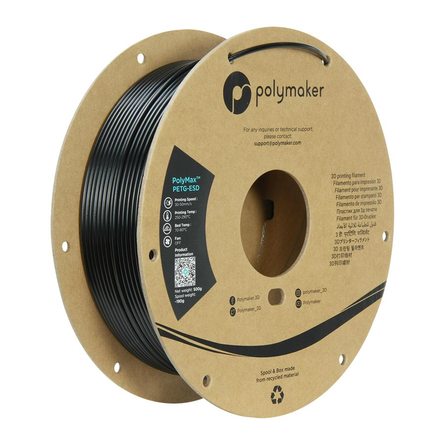 B-Ware Polymaker Poly Max Filament Druckmaterial Petg Esd 2.85mm 500g Schwarz - 6938936701941