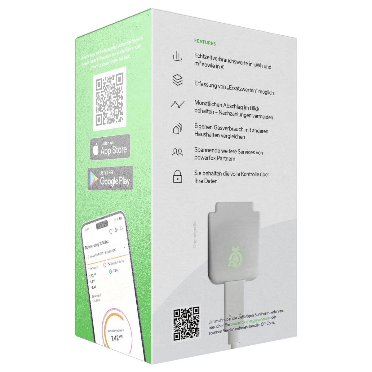 Powerfox Energiekostenmessgerät Zähler FLOW Volumen Alarmfunktion Datenlogger451 - 0726529120400