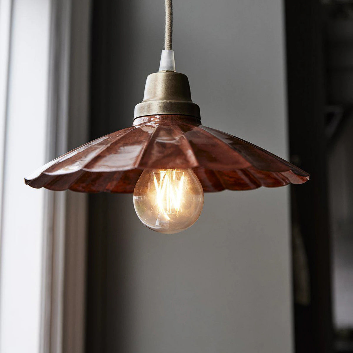 PR Home Hängelampe Ester terracotta Hängeleuchte Leuchte Ø 24 cm Eisen Stecker - 7330976140596
