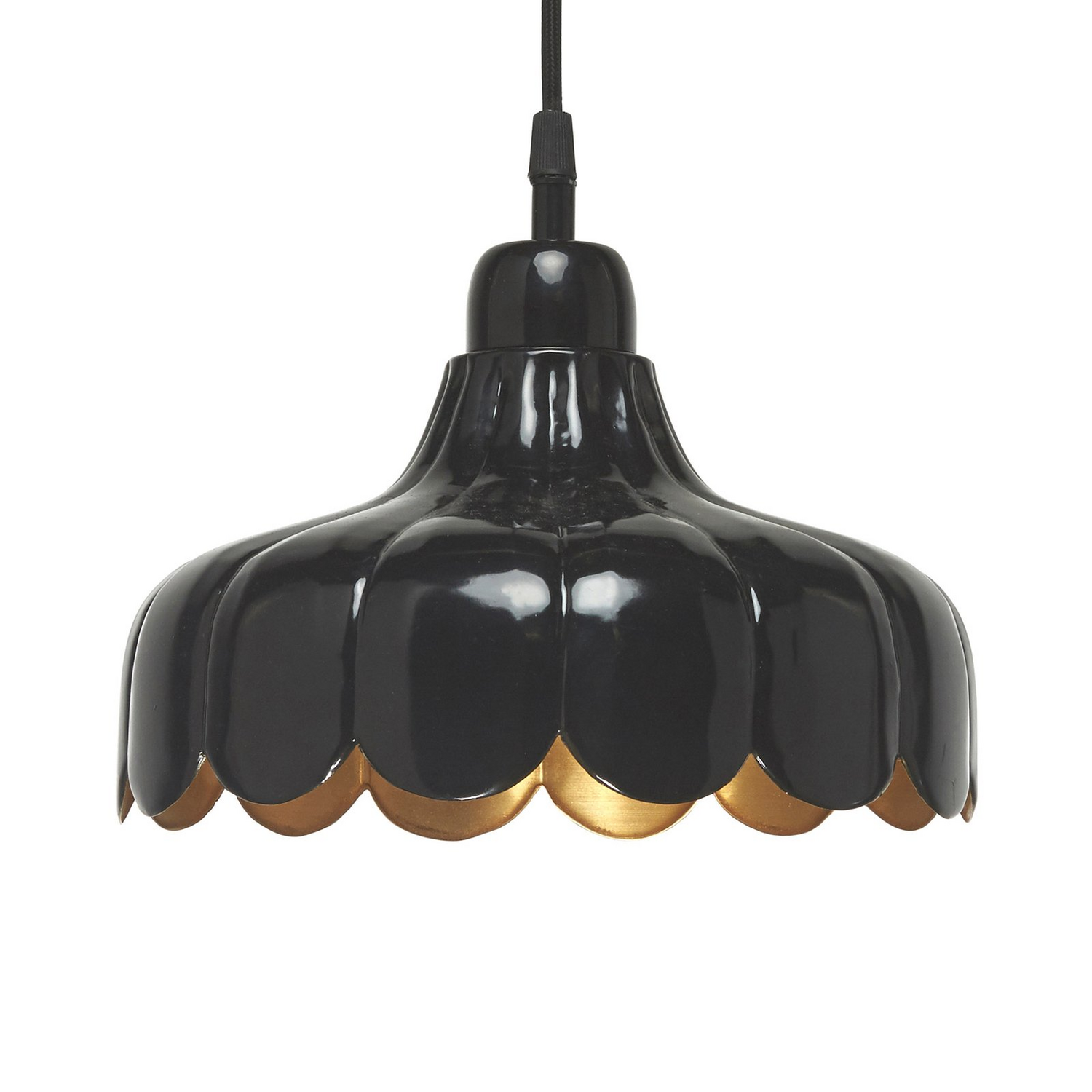 Pr Home Hängelampe Pendelleuchte Lampe Schwarz Gold Stecker E27 24cm Wells