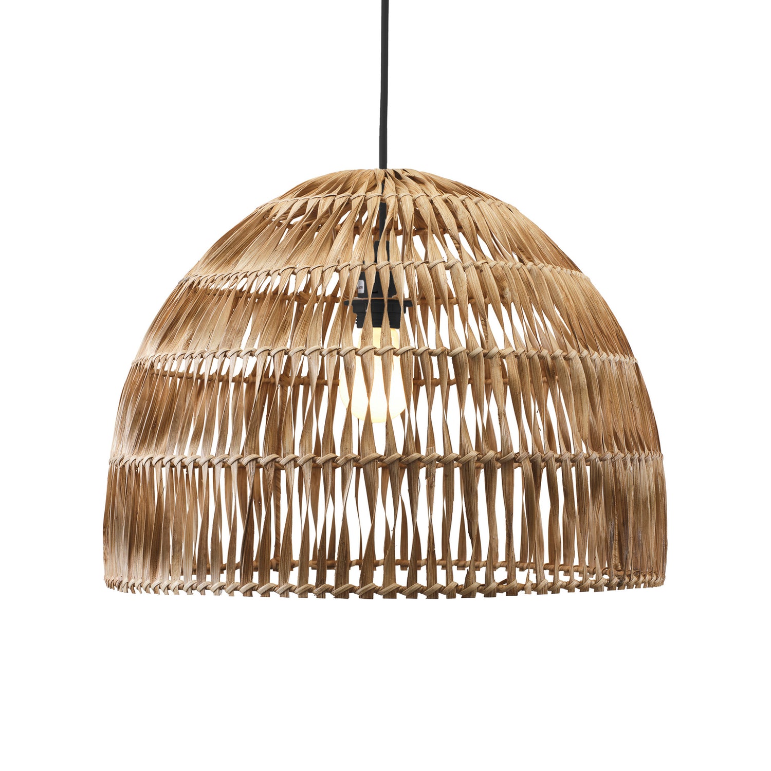 B-Ware Pr Home Hängeleuchte Pendelleuchte Rattan Lace Holz Schwarz Schirm Innenbereich - 7330976138227
