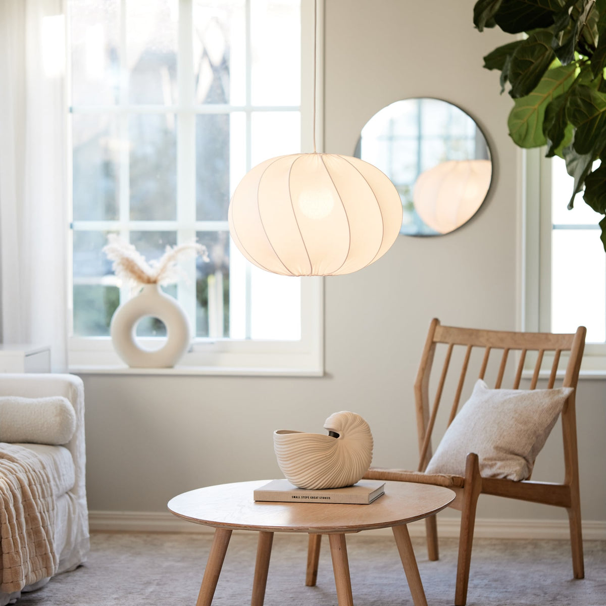 pr home Pendelleuchte Hängelampe Olivia Textilschirm weiß Leuchte Esszimmer - 7330976139705