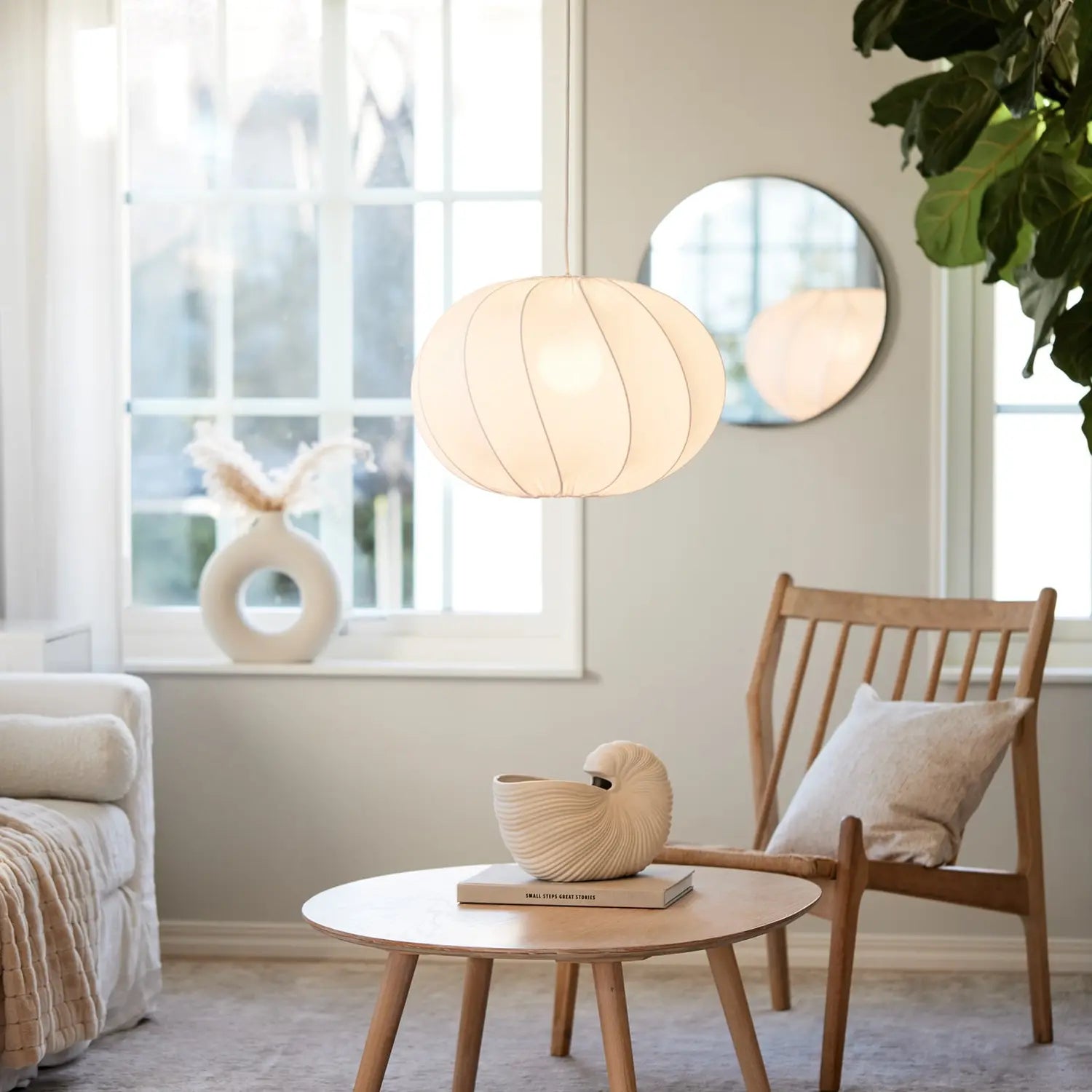 B-Ware Pr Home Pendelleuchte Hängelampe Olivia Textilschirm Weiß Leuchte Esszimmer - 7330976139705